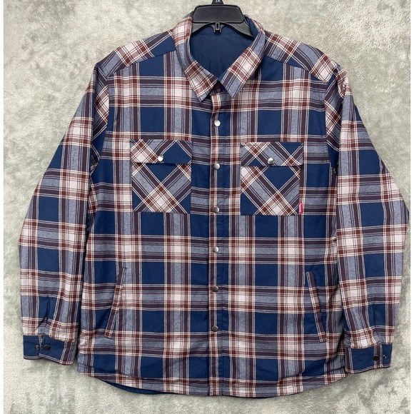 John M Browning Reversible‎ Jacket Sz XL Plaid/Quilted Blue Heritage Collection - Picture 1 of 11